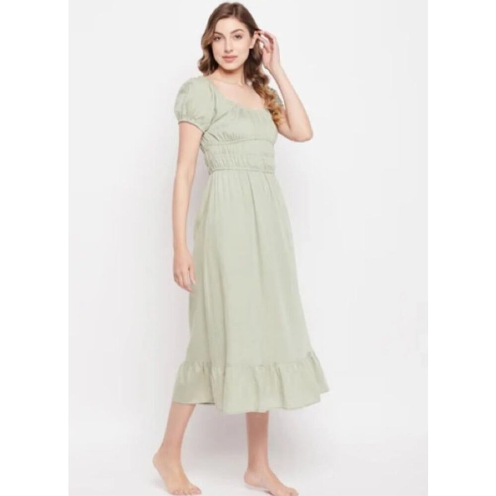Sim and Sam pink linen smock poplin midi dress 163811DR sz M - Picture 12 of 12